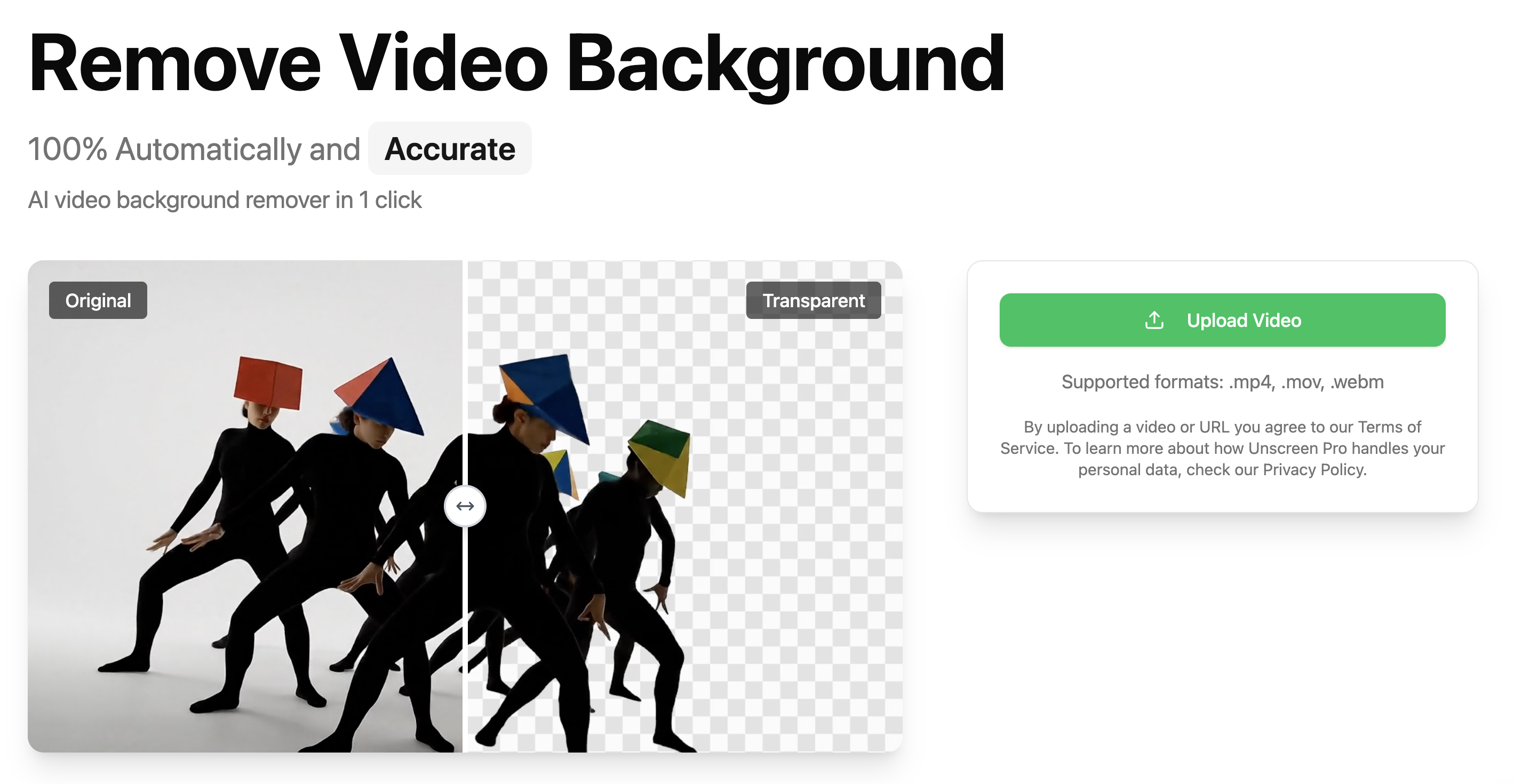 Unscreen remove video background